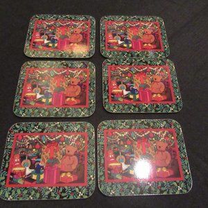 Jason Christmas Holly Bear Cork Back Coasters